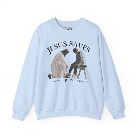 JESUS SAVES – Servant King Crewneck (John 13) | Front Print Only