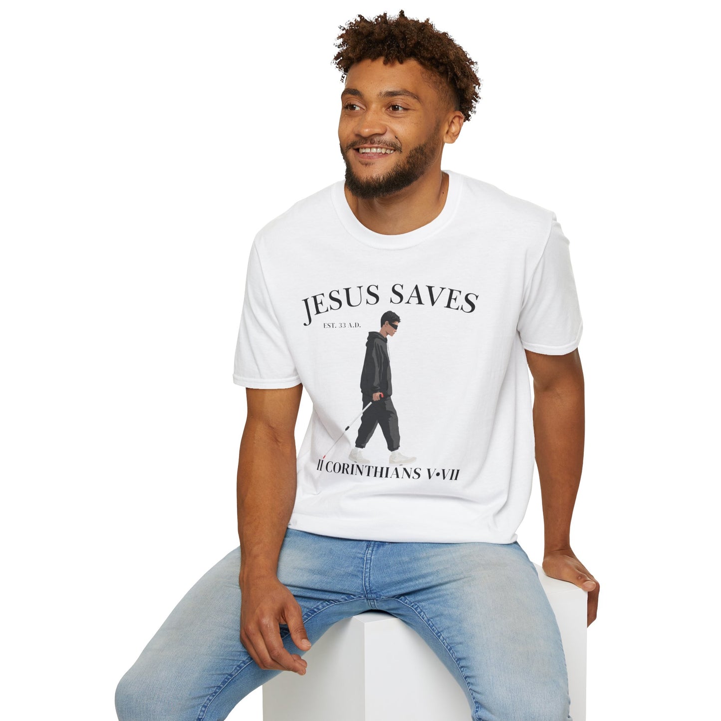 JESUS SAVES – Faith Not Sight T-Shirt (II Corinthians 5:7) | Front Print Only V2