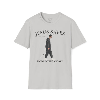 JESUS SAVES – Faith Not Sight T-Shirt (II Corinthians 5:7) | Front Print Only V2
