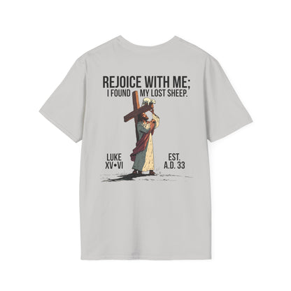 JESUS SAVES - Carried by Christ T-Shirt (Luke 15:6)
