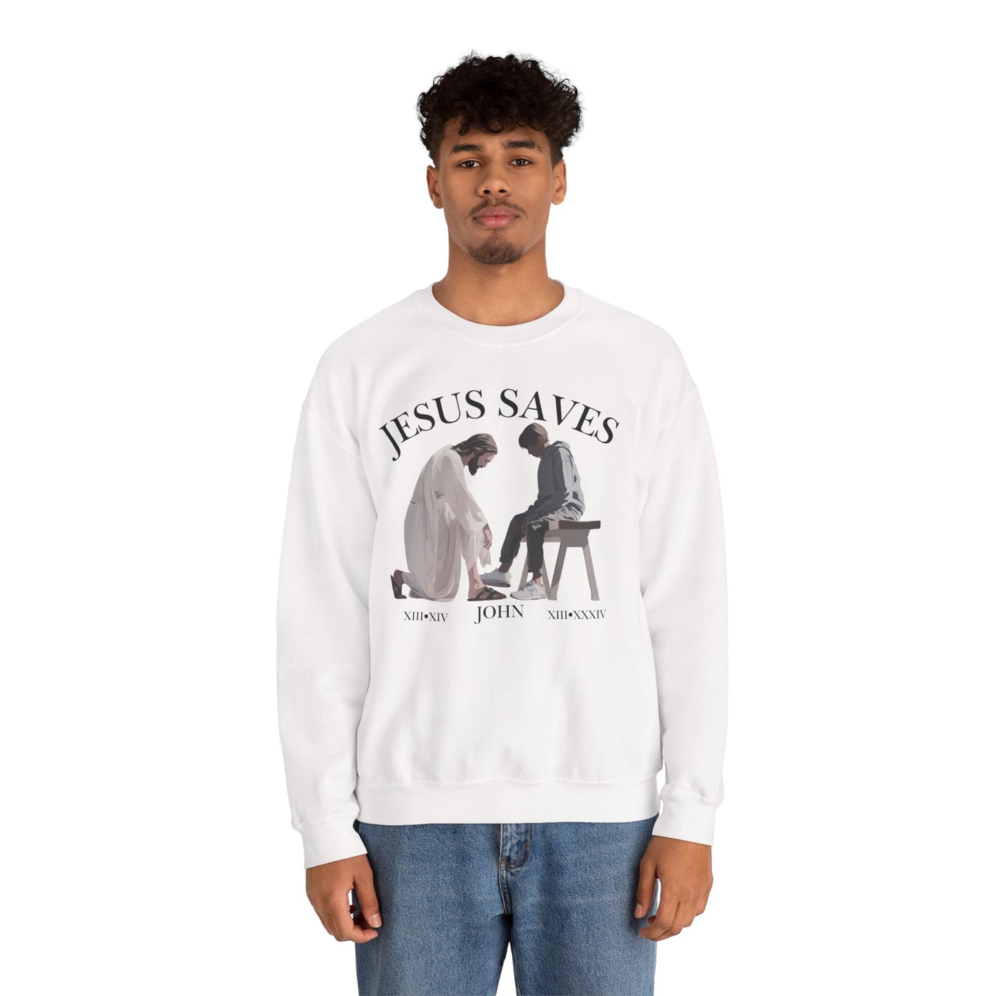 JESUS SAVES – Servant King Crewneck (John 13) | Front Print Only