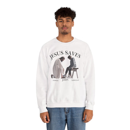 JESUS SAVES – Servant King Crewneck (John 13) | Front Print Only