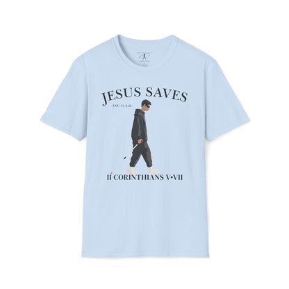 JESUS SAVES – Faith Not Sight T-Shirt (II Corinthians 5:7) | Front Print Only V2
