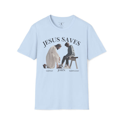 JESUS SAVES – Servant King T-Shirt (John 13) | Front Print Only