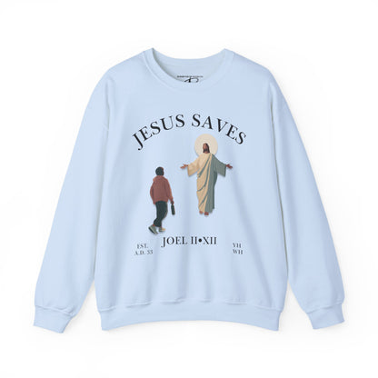 JESUS SAVES – Return to Me Crewneck (Joel 2:12) | Front Print Only