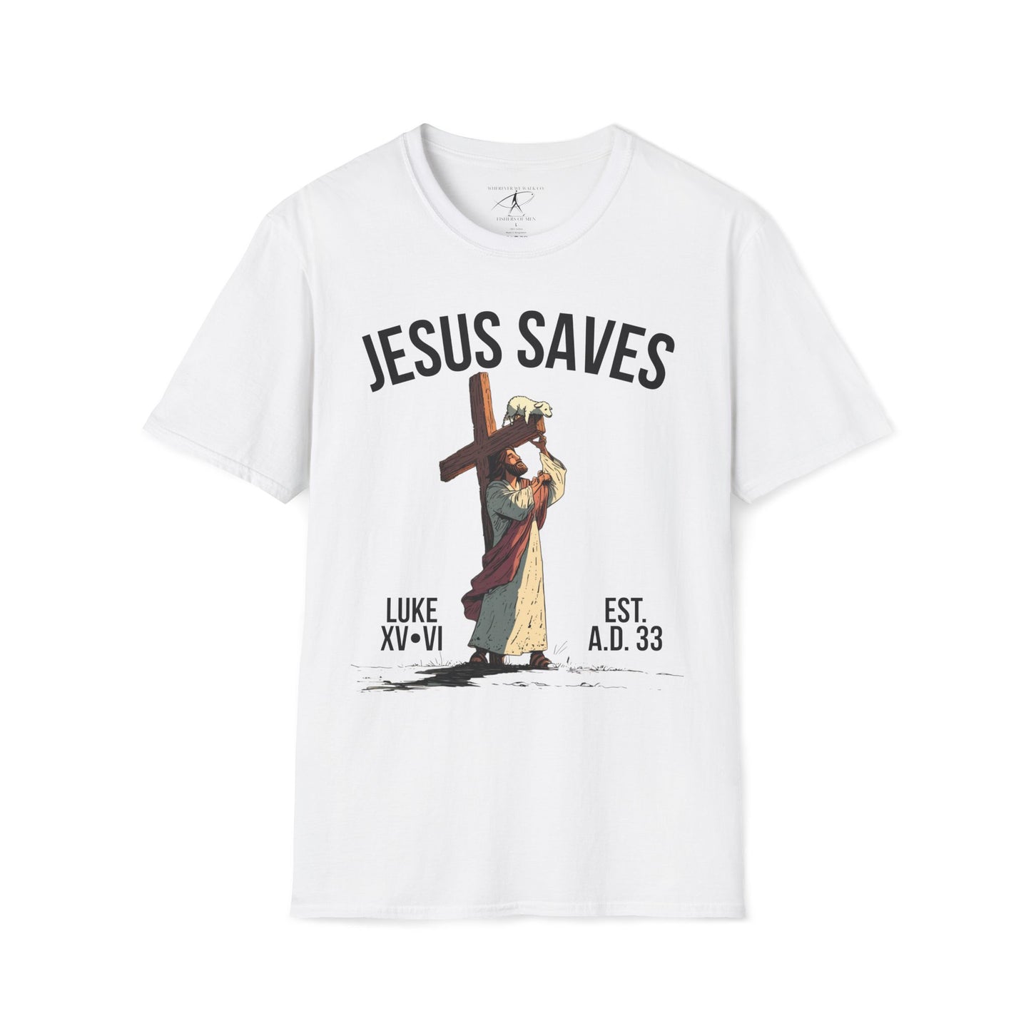 JESUS SAVES - Carried by Christ T-Shirt (Luke 15:6)