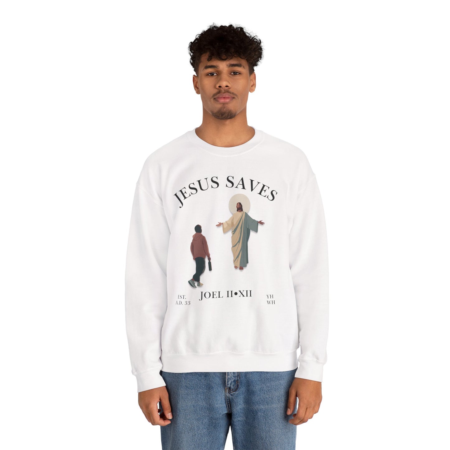 JESUS SAVES – Return to Me Crewneck (Joel 2:12) | Front Print Only