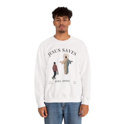 JESUS SAVES – Return to Me Crewneck (Joel 2:12) | Front Print Only