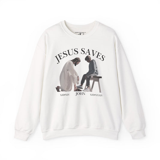 JESUS SAVES – Servant King Crewneck (John 13) | Front Print Only