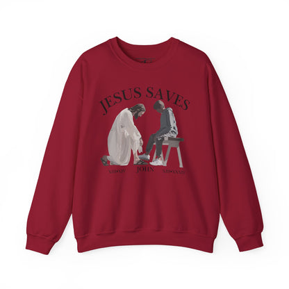 JESUS SAVES – Servant King Crewneck (John 13) | Front Print Only