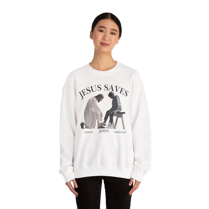 JESUS SAVES – Servant King Crewneck (John 13) | Front Print Only