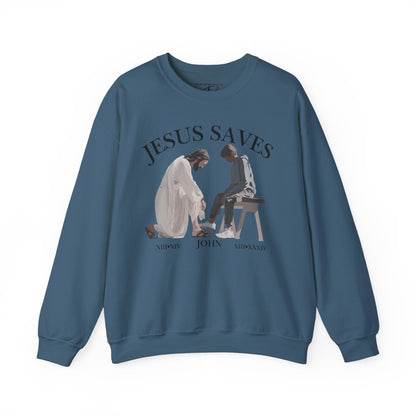 JESUS SAVES – Servant King Crewneck (John 13) | Front Print Only