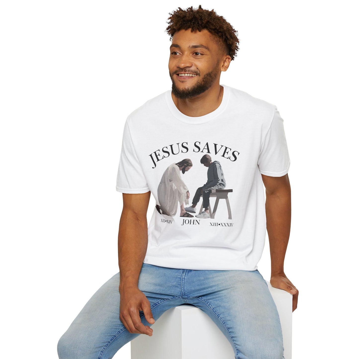 JESUS SAVES – Servant King T-Shirt (John 13) | Front Print Only