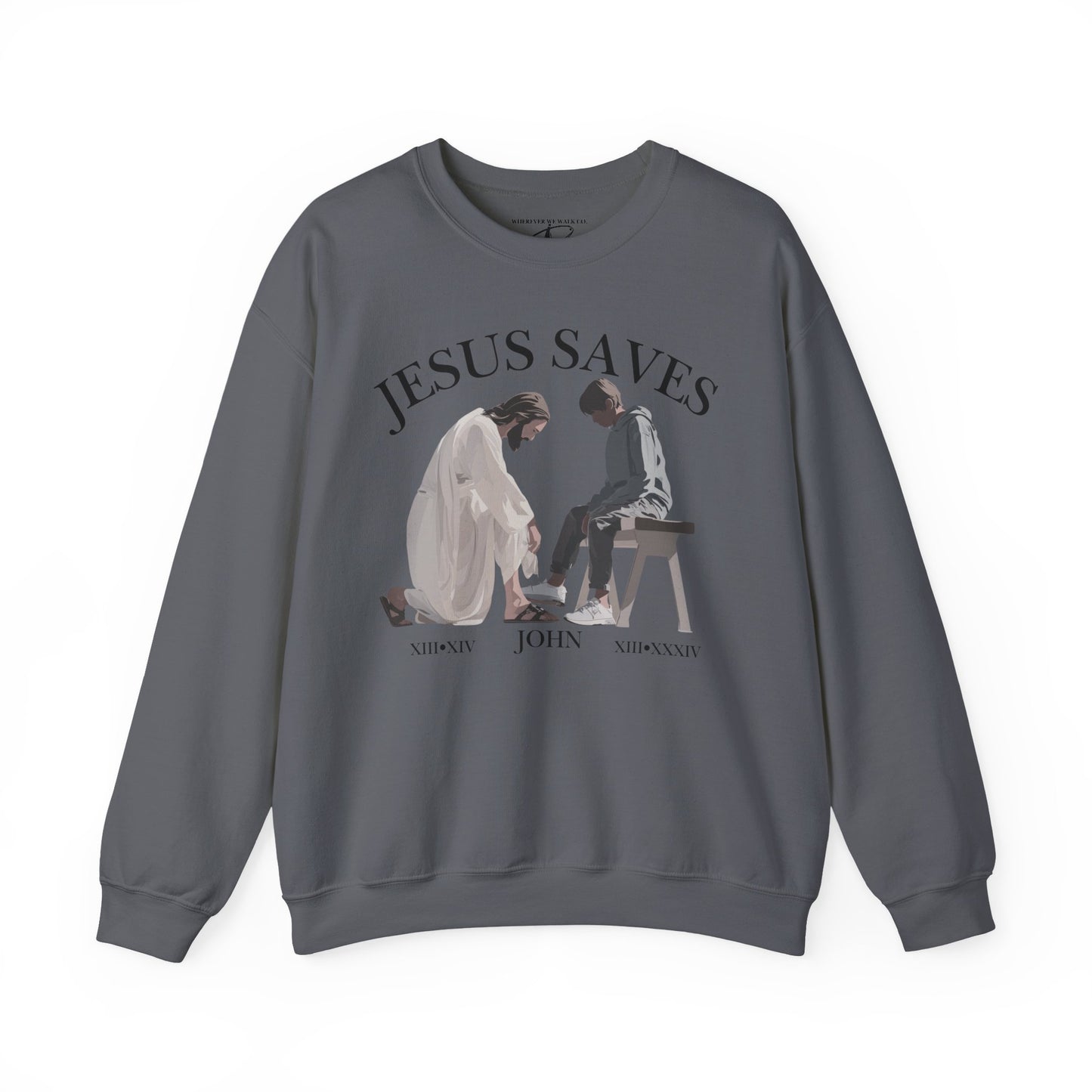 JESUS SAVES – Servant King Crewneck (John 13) | Front Print Only