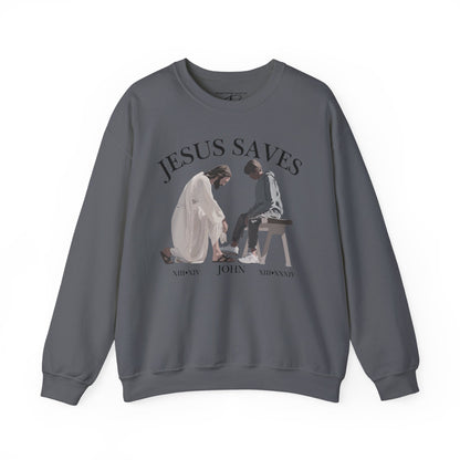 JESUS SAVES – Servant King Crewneck (John 13) | Front Print Only