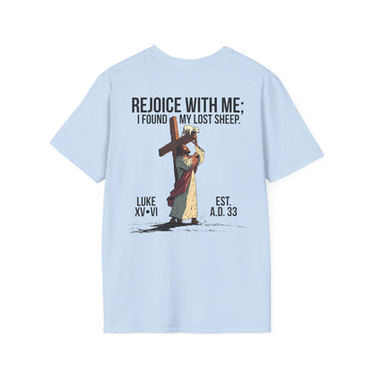 JESUS SAVES - Carried by Christ T-Shirt (Luke 15:6)