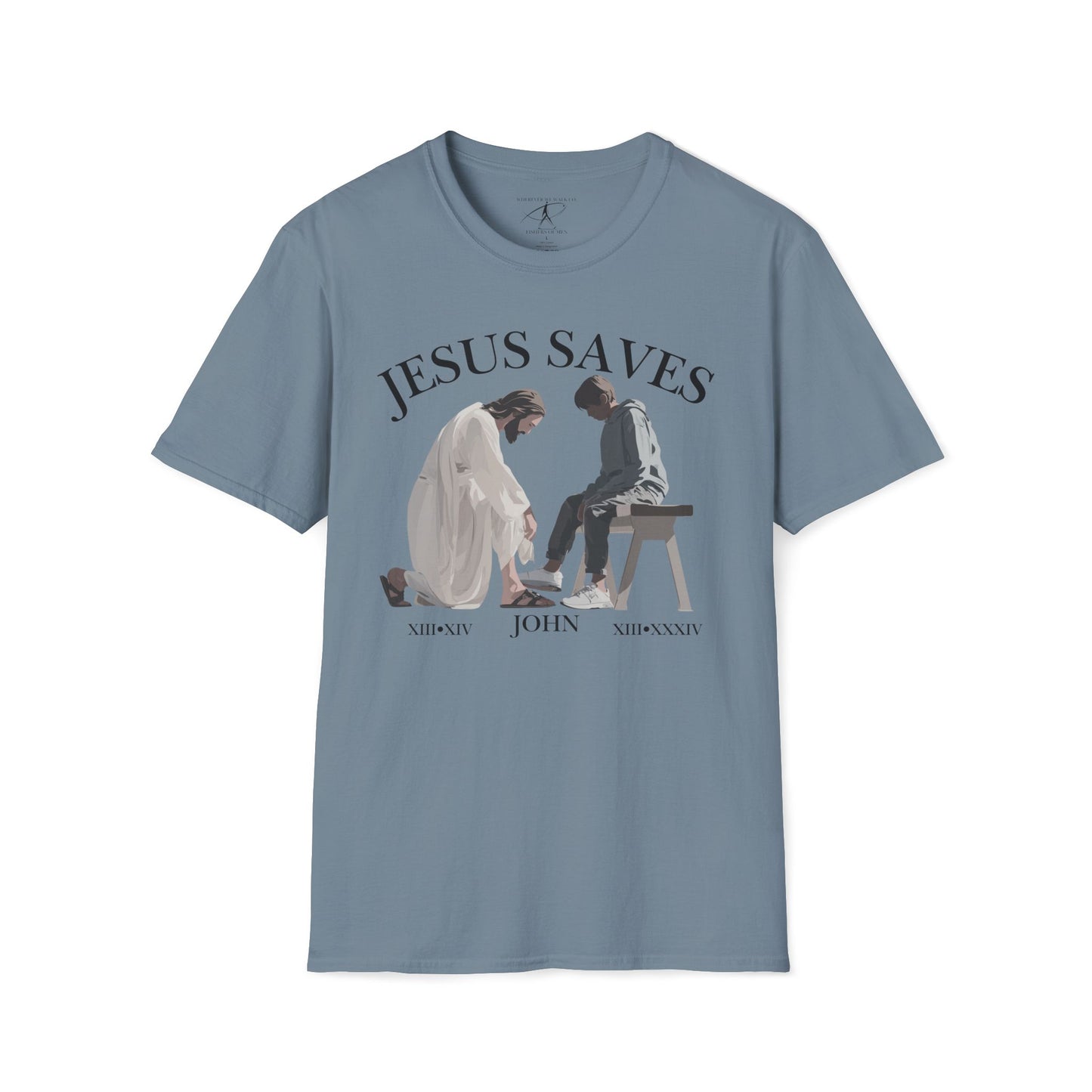 JESUS SAVES – Servant King T-Shirt (John 13) | Front Print Only