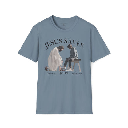 JESUS SAVES – Servant King T-Shirt (John 13) | Front Print Only