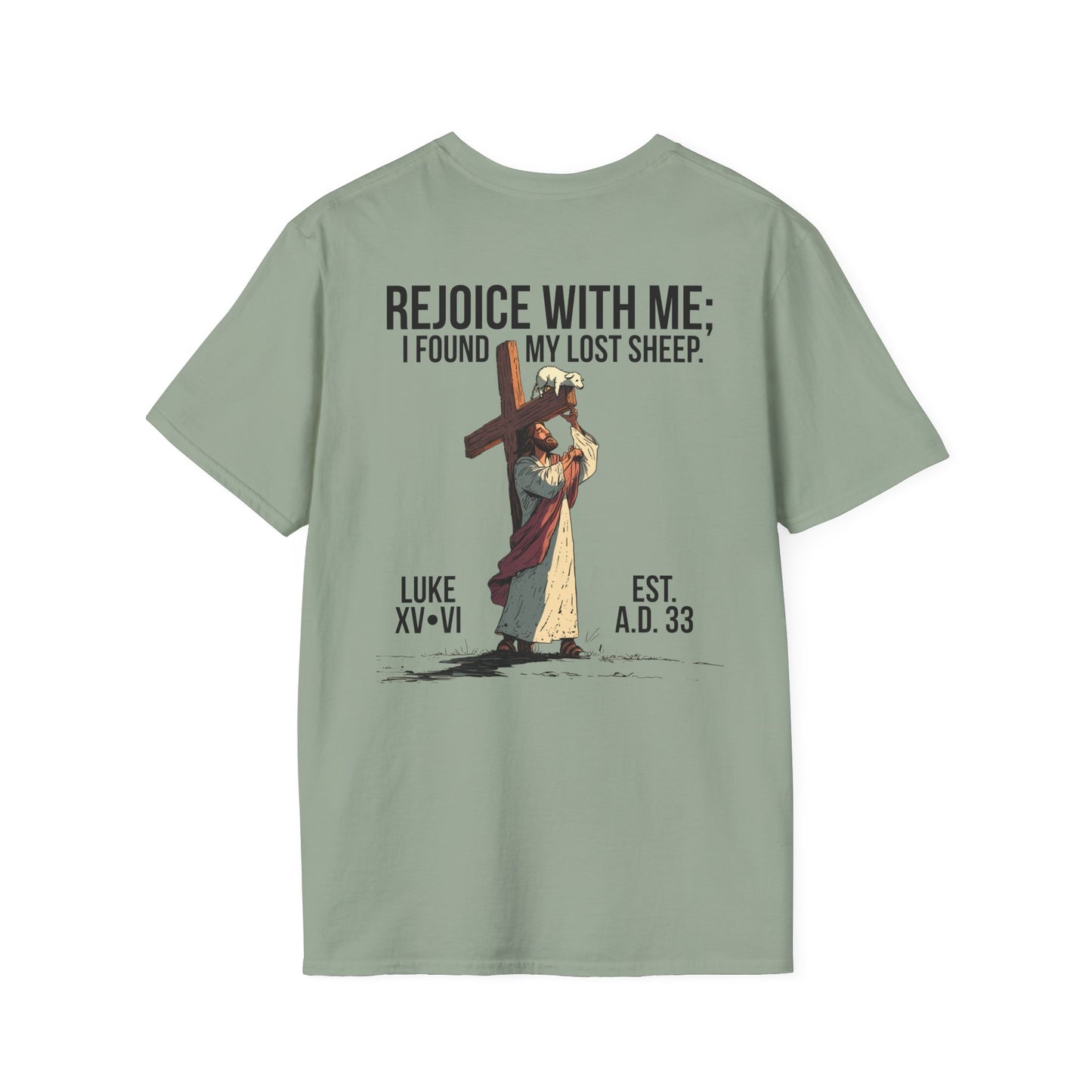 JESUS SAVES - Carried by Christ T-Shirt (Luke 15:6)