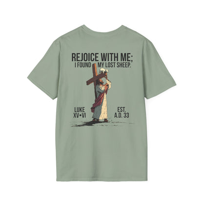 JESUS SAVES - Carried by Christ T-Shirt (Luke 15:6)