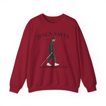 JESUS SAVES – Faith Not Sight Crewneck (II Corinthians 5:7)