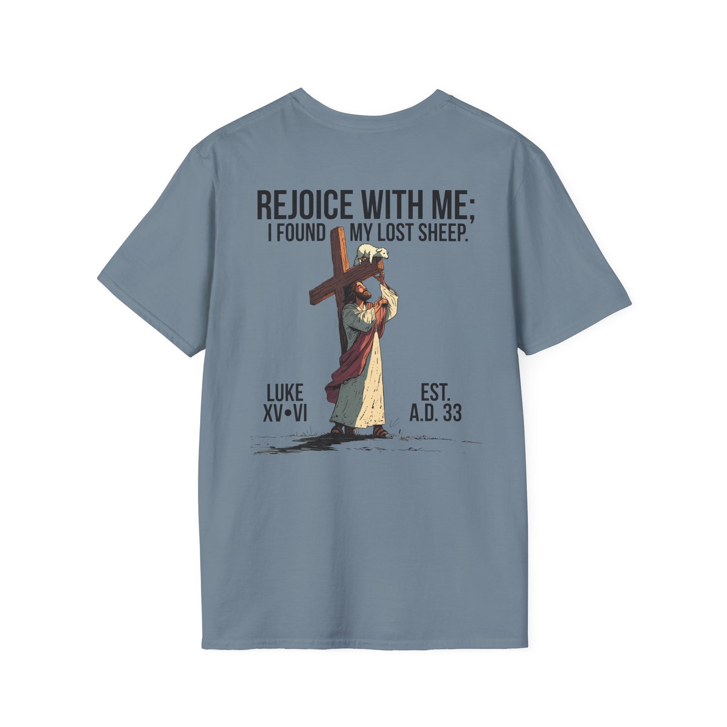 JESUS SAVES - Carried by Christ T-Shirt (Luke 15:6)