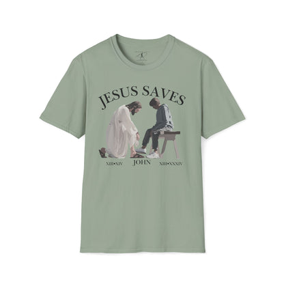 JESUS SAVES – Servant King T-Shirt (John 13) | Front Print Only