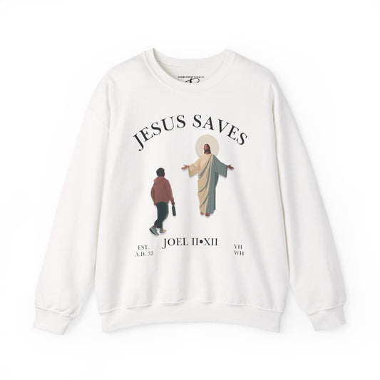 JESUS SAVES – Return to Me Crewneck (Joel 2:12)