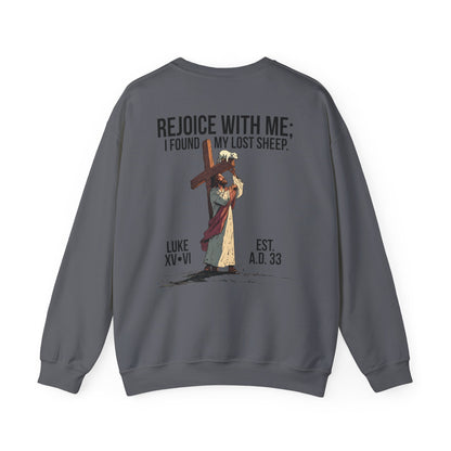 JESUS SAVES - Carried by Christ Crewneck (Luke 15:6)