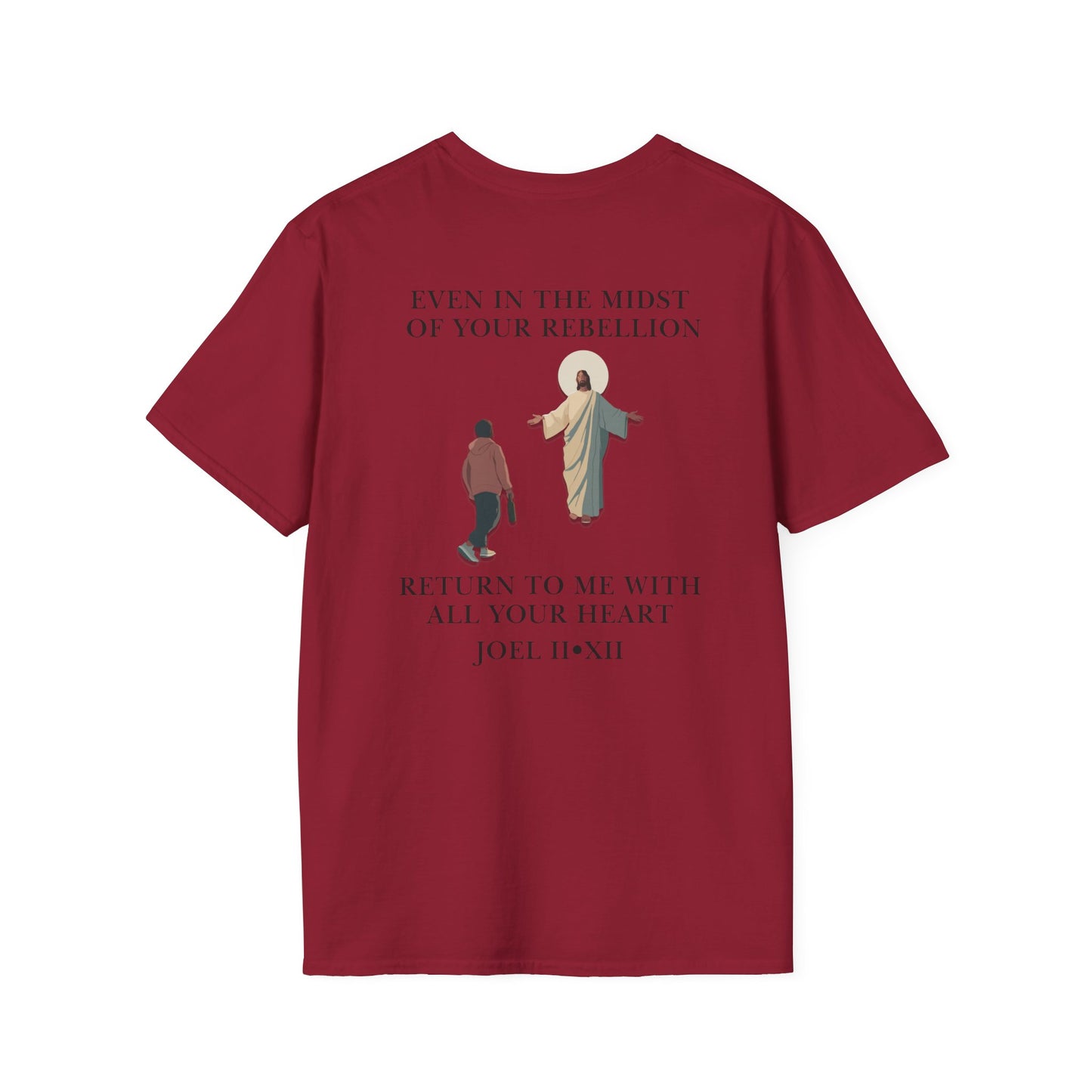 JESUS SAVES – Return to Me T-Shirt (Joel 2:12) | Back Print