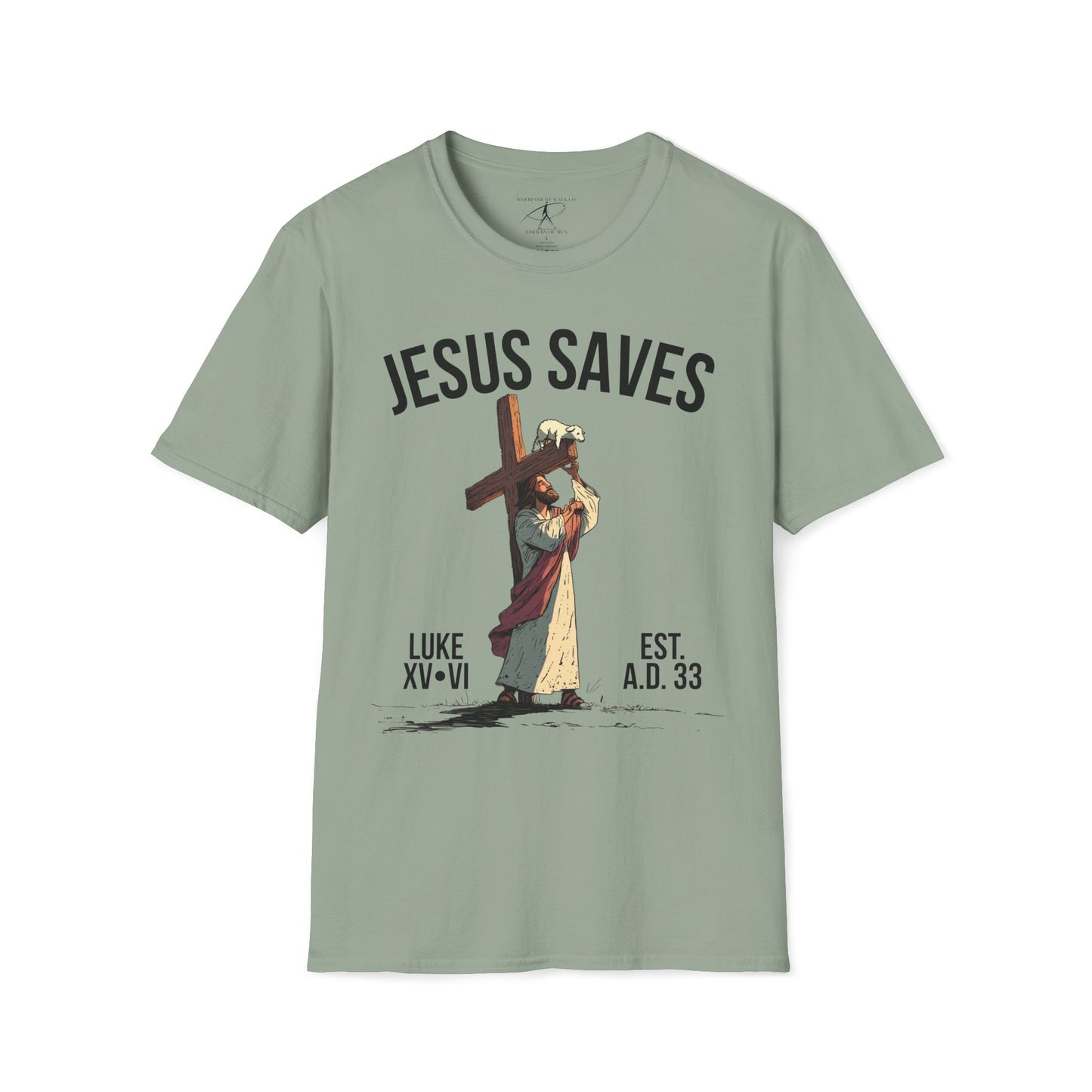 JESUS SAVES - Carried by Christ T-Shirt (Luke 15:6)