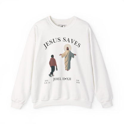 JESUS SAVES – Return to Me Crewneck (Joel 2:12) | Front Print Only