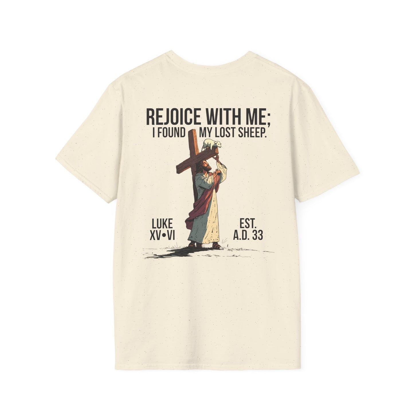 JESUS SAVES - Carried by Christ T-Shirt (Luke 15:6)