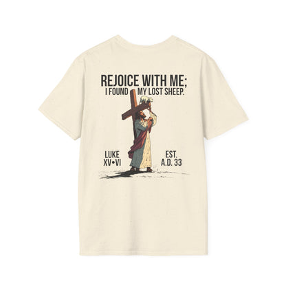 JESUS SAVES - Carried by Christ T-Shirt (Luke 15:6)