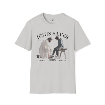 JESUS SAVES – Servant King T-Shirt (John 13) | Front Print Only