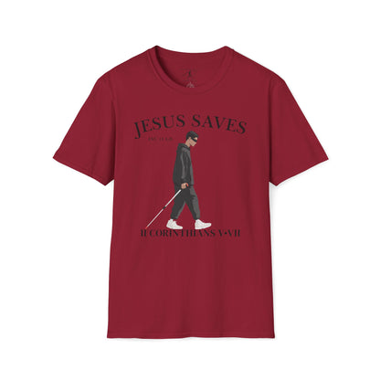 JESUS SAVES – Faith Not Sight T-Shirt (II Corinthians 5:7) | Front Print Only V2