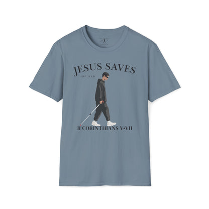 JESUS SAVES – Faith Not Sight T-Shirt (II Corinthians 5:7) | Front Print Only V2