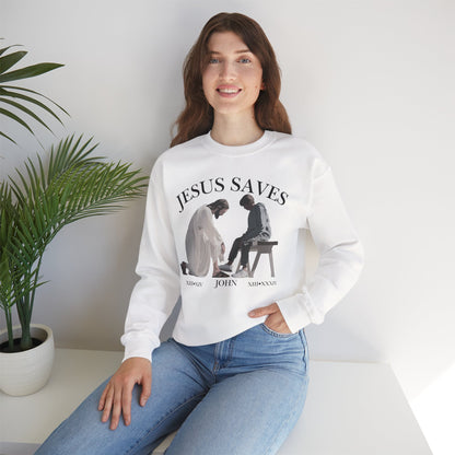 JESUS SAVES – Servant King Crewneck (John 13) | Front Print Only