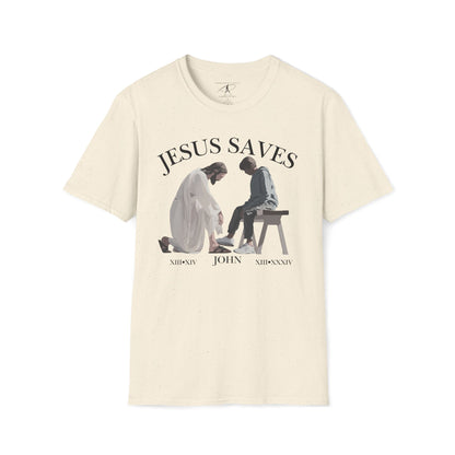 JESUS SAVES – Servant King T-Shirt (John 13) | Front Print Only