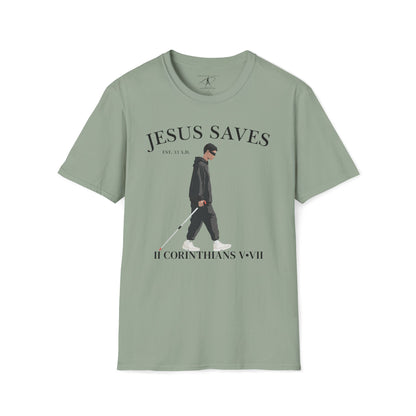 JESUS SAVES – Faith Not Sight T-Shirt (II Corinthians 5:7) | Front Print Only V2