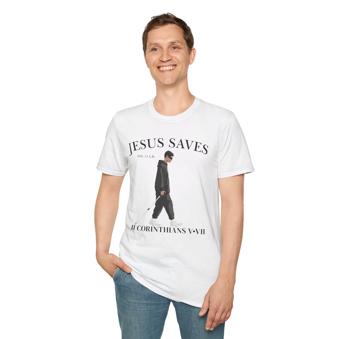 JESUS SAVES – Faith Not Sight T-Shirt (II Corinthians 5:7)